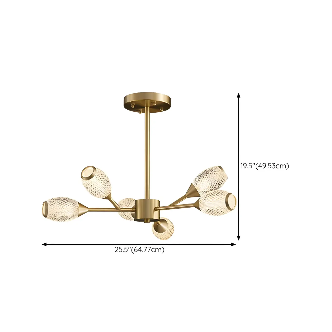 Mid-Century Modern Brass Sputnik Chandelier with Acrylic Shade #size