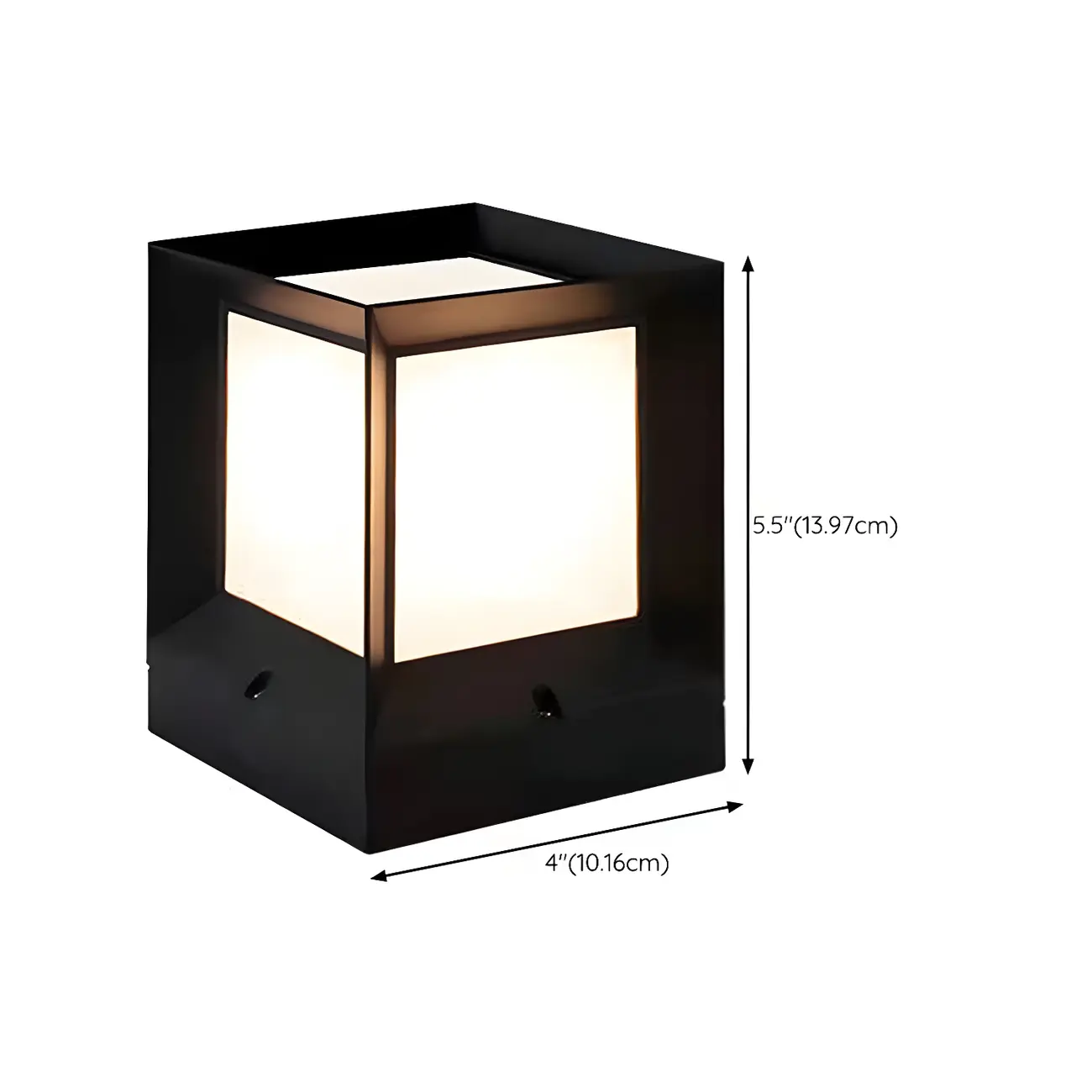 Outdoor Rectangle Black Plastic Solar Post Cap Light LED Lamp #size