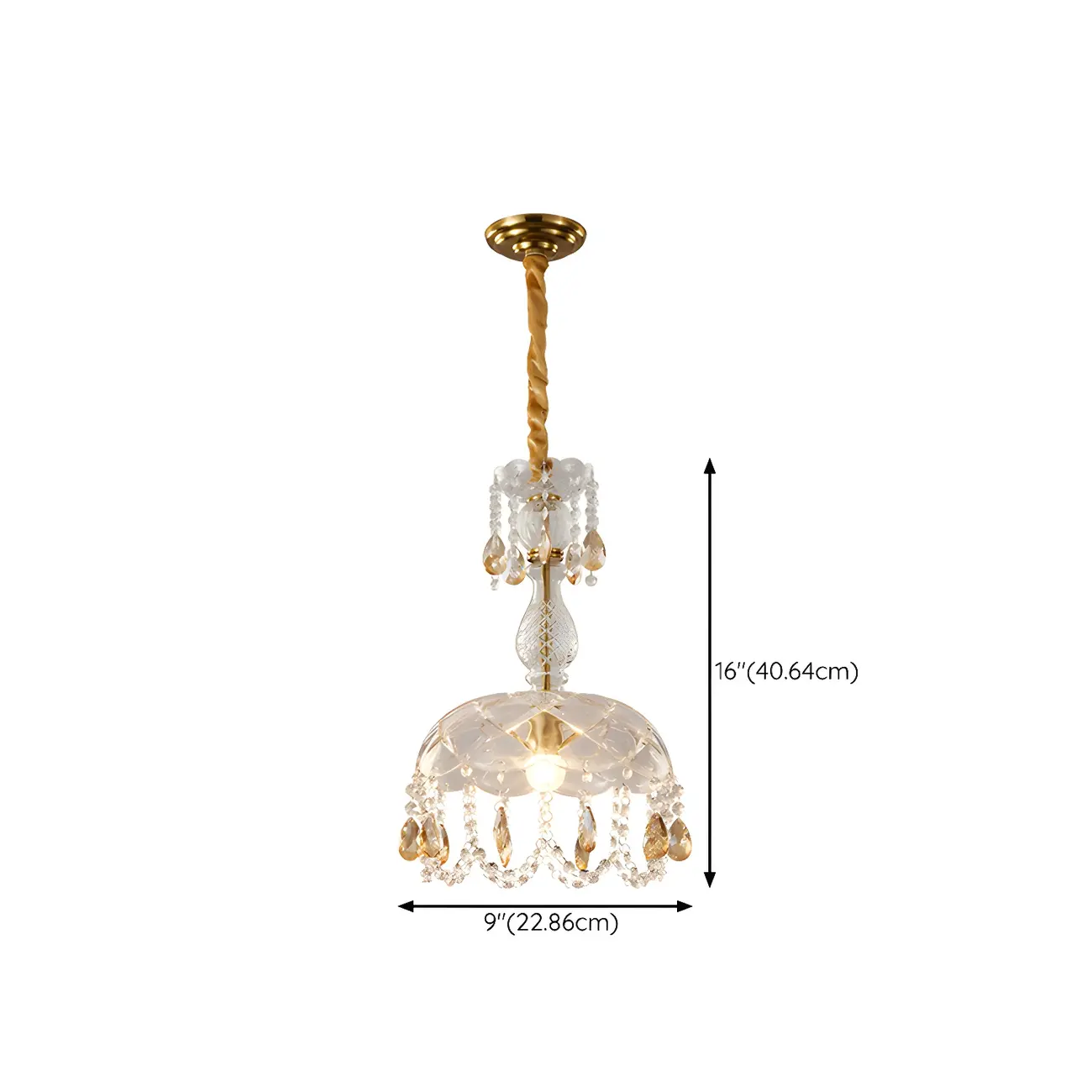 Luxury Dome Clear Crystal Pendant Light Adjustable Height #size