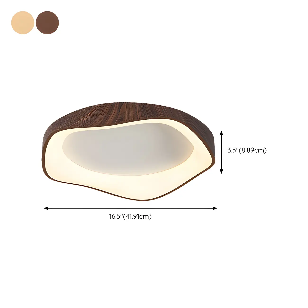 Rustic Wooden Dimmable LED Flush Mount Ceiling Light #size