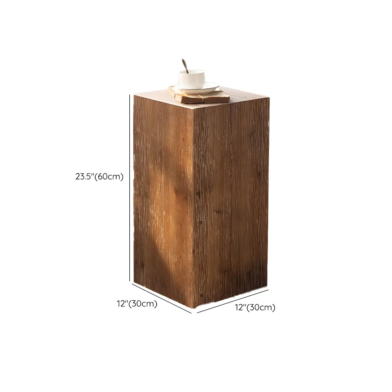 Elegant Geometric Wooden Block Accent Side Table #size