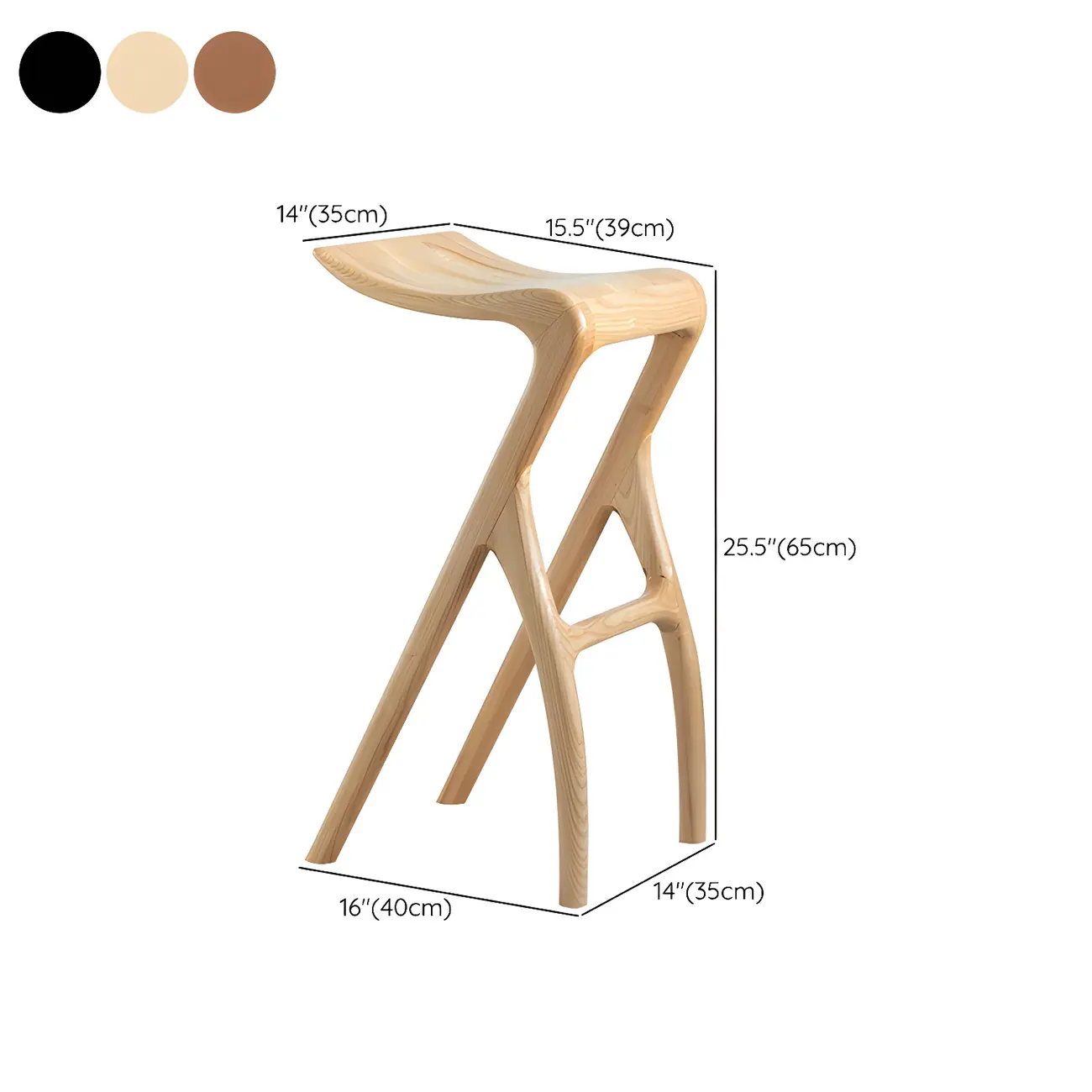 Counter Height Backless Wood Minimalist Bar Stools #size