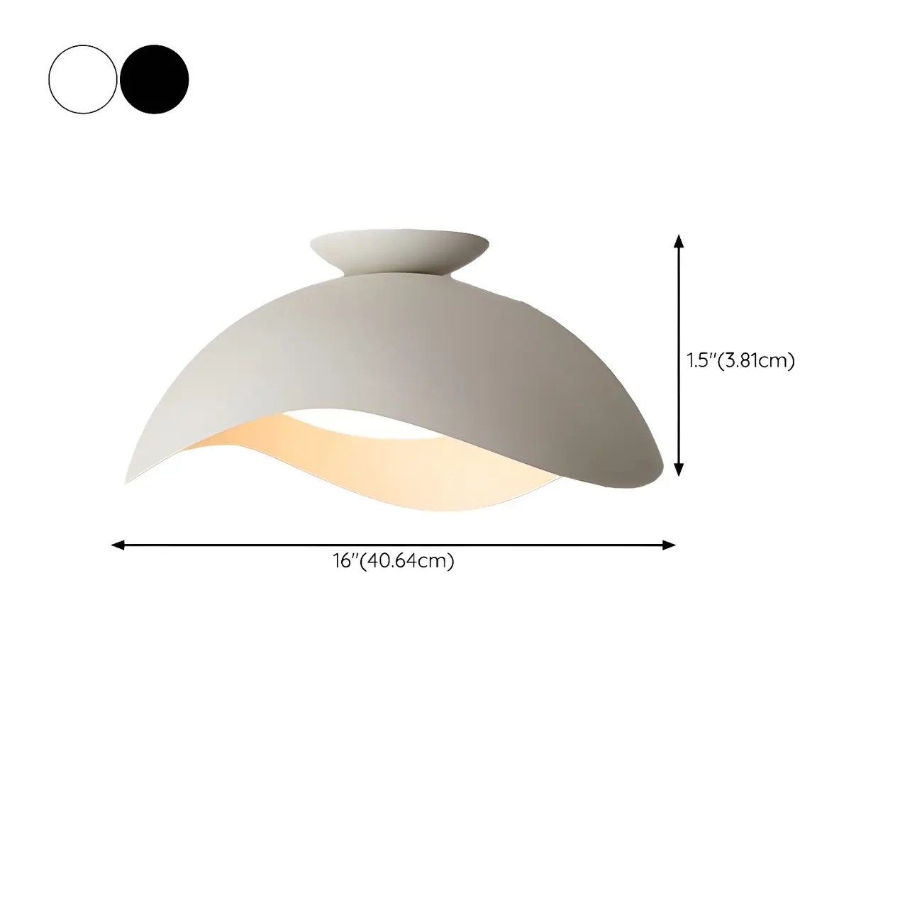 Modern White Wave Curved Dome LED Flush Mount Ceiling Light #size