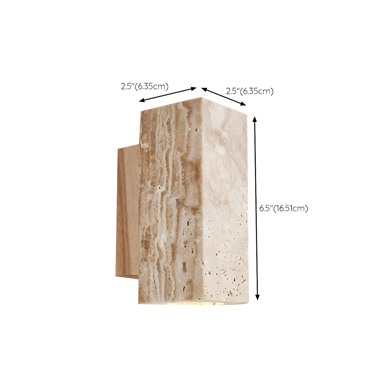 Minimalist Modern Beige Stone Wall Sconce #size