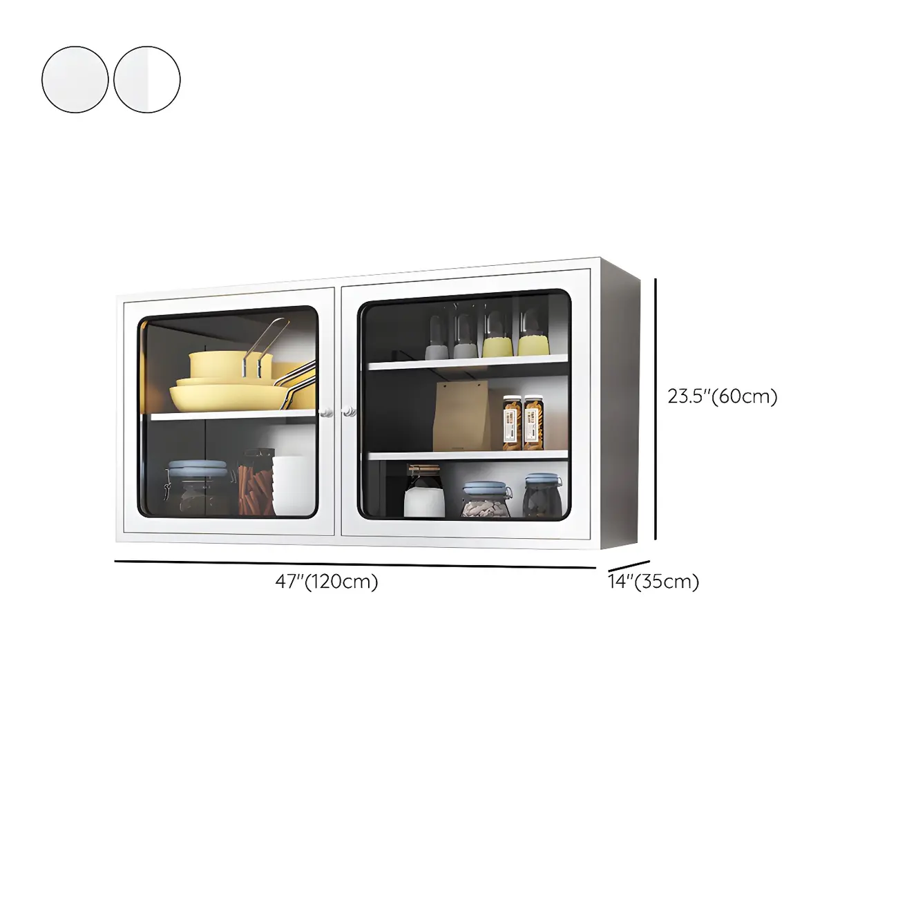 Modern Stainless Steel Wall-Mounted Display Cabinet with Storage #size