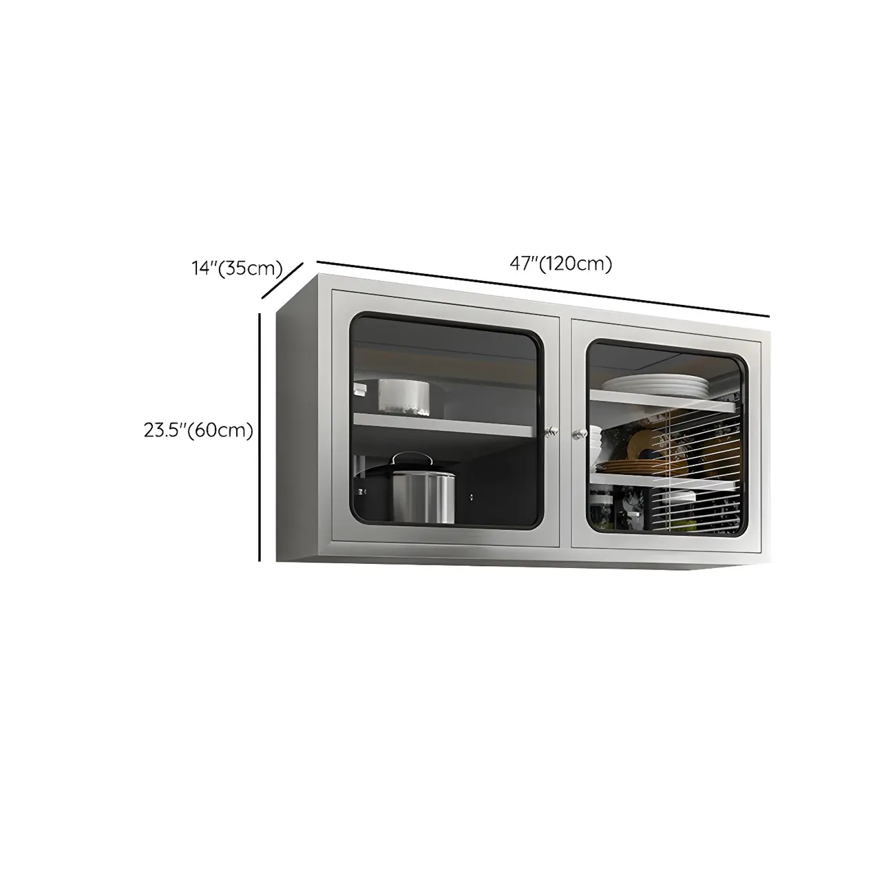 Adjustable Stainless Steel Wall-Mounted Display Cabinet #size