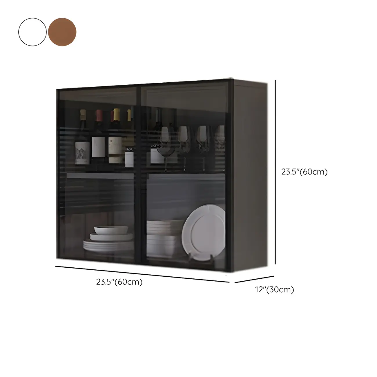 Industrial Wooden Wall-Mounted Display Cabinet for Dining Room #size