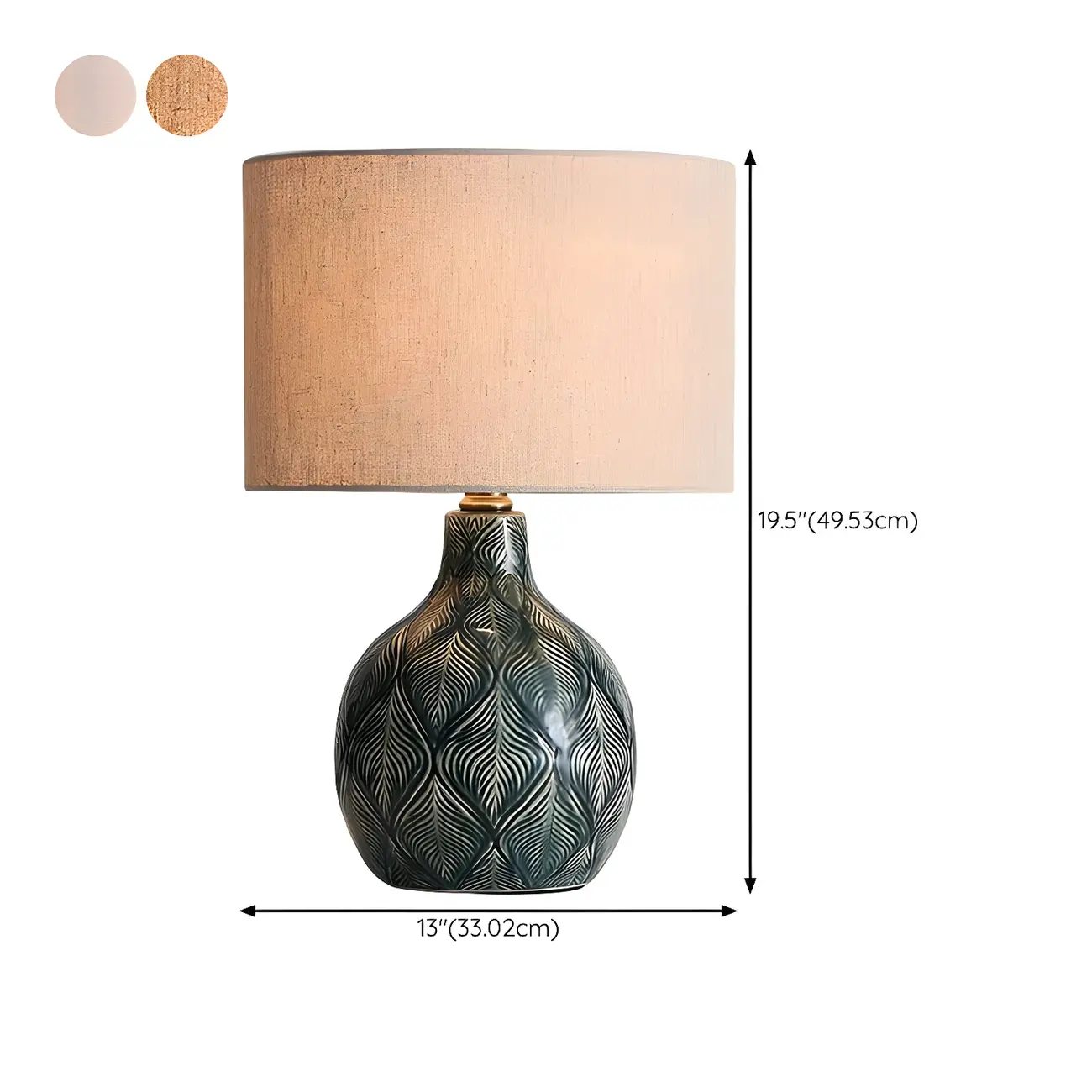 Exquisite Green Ceramic Fabric LED Table Lamp for Bedside #size