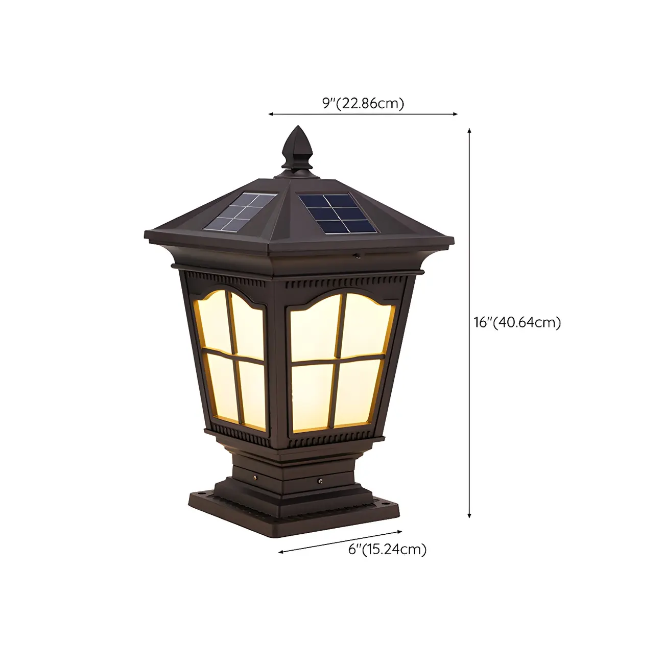 Decorative Outdoor Solar Post Light in 3 Color Light #size