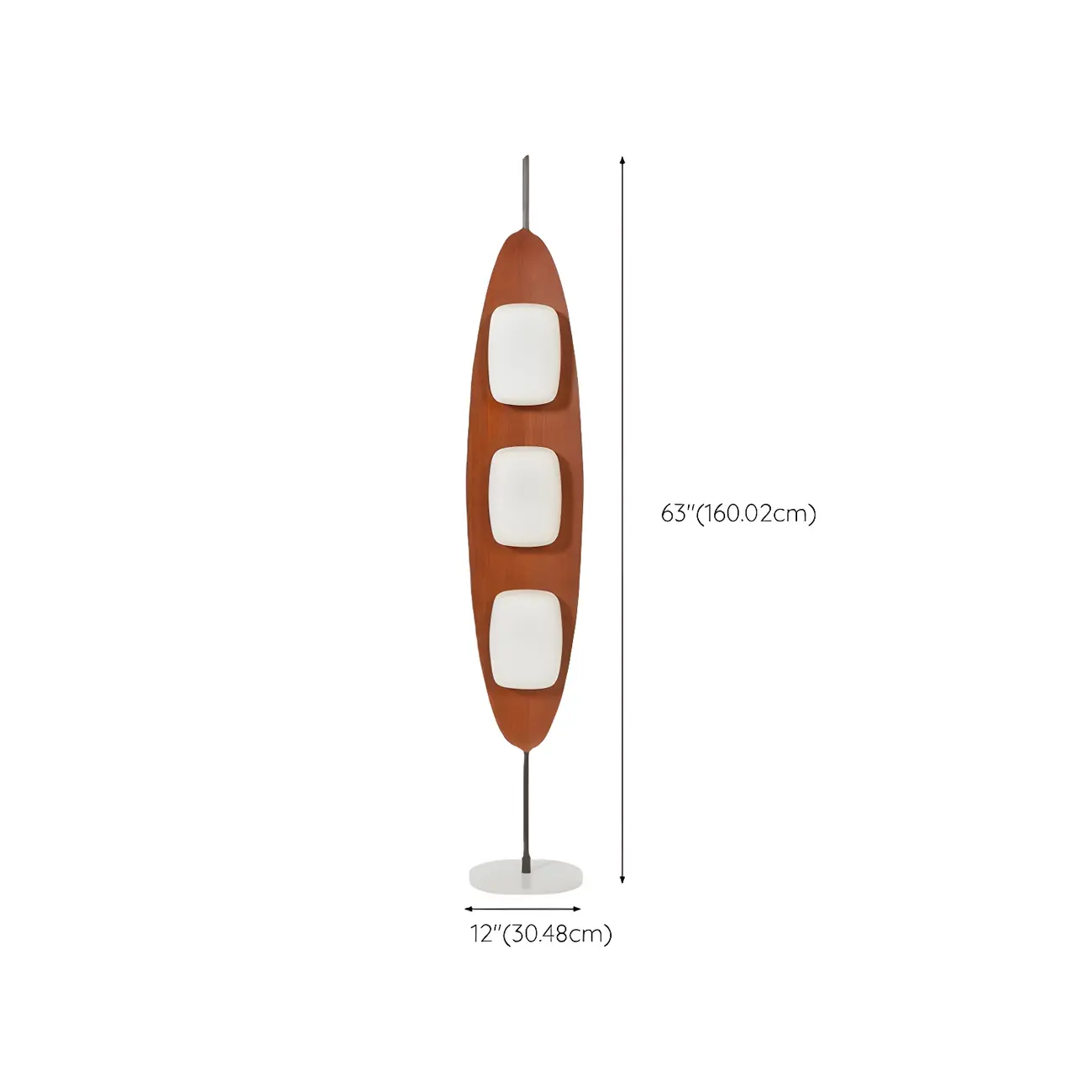 63" Mid-Century Modern 3-Light Integrated LED Floor Lamp #size
