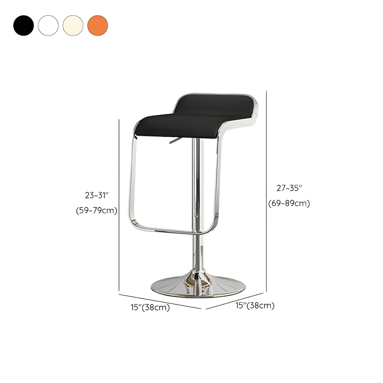 Leather Low Back Metal Adjustable Swivel Bar Stools #size