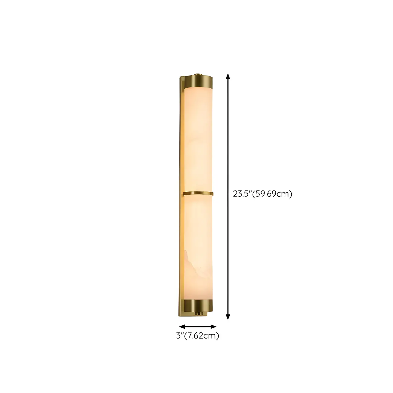 Modern Cylinder Stone Gold LED Wall Sconce #size