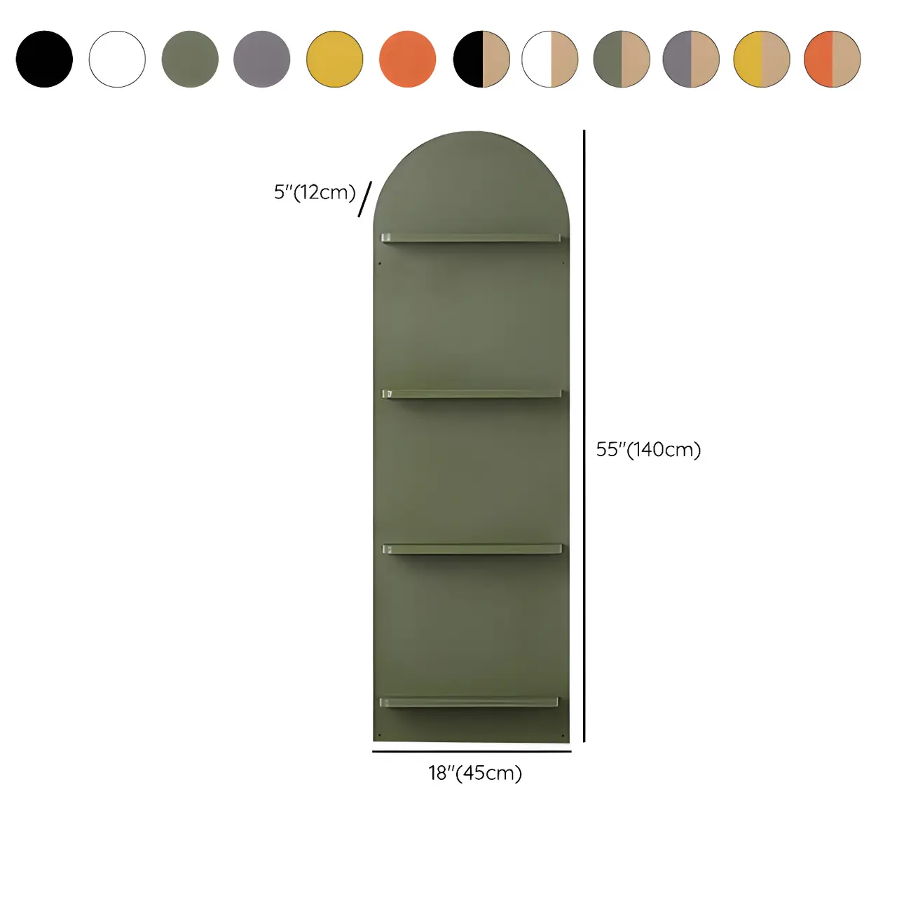 Etagere Arched Wall-Mounted Wood Bookcase #size