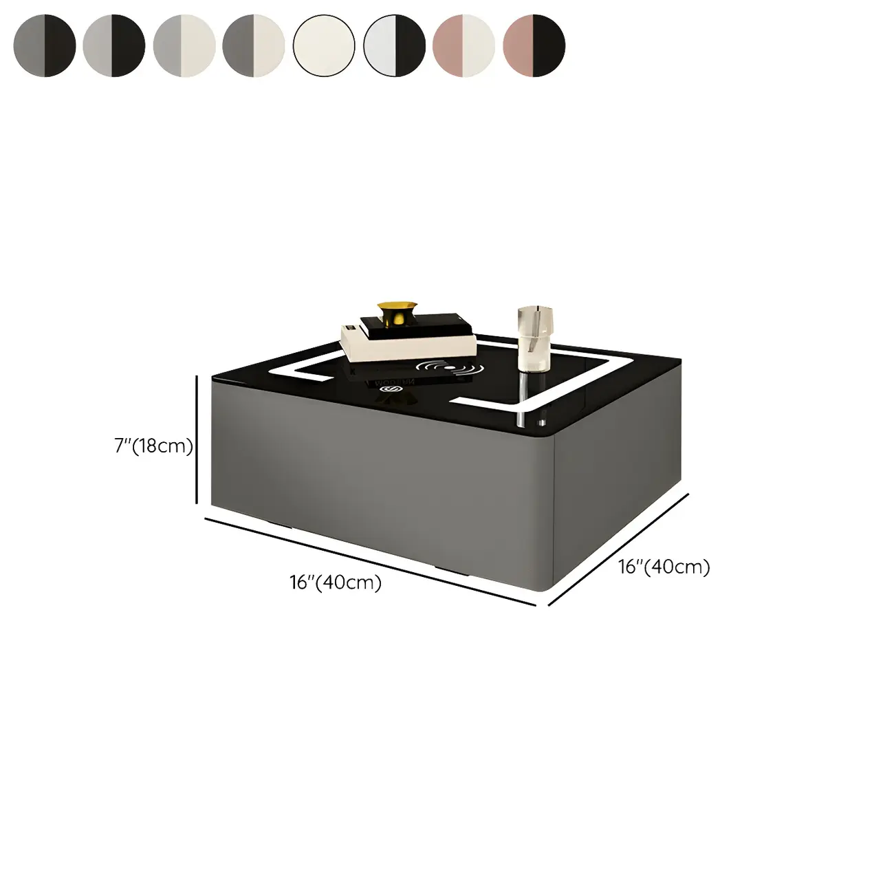 Modern Floating Stone Top Nightstand with Drawer #size