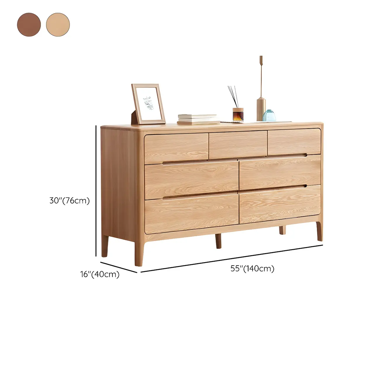 Traditional Natural Solid Wooden Double Dressers #size