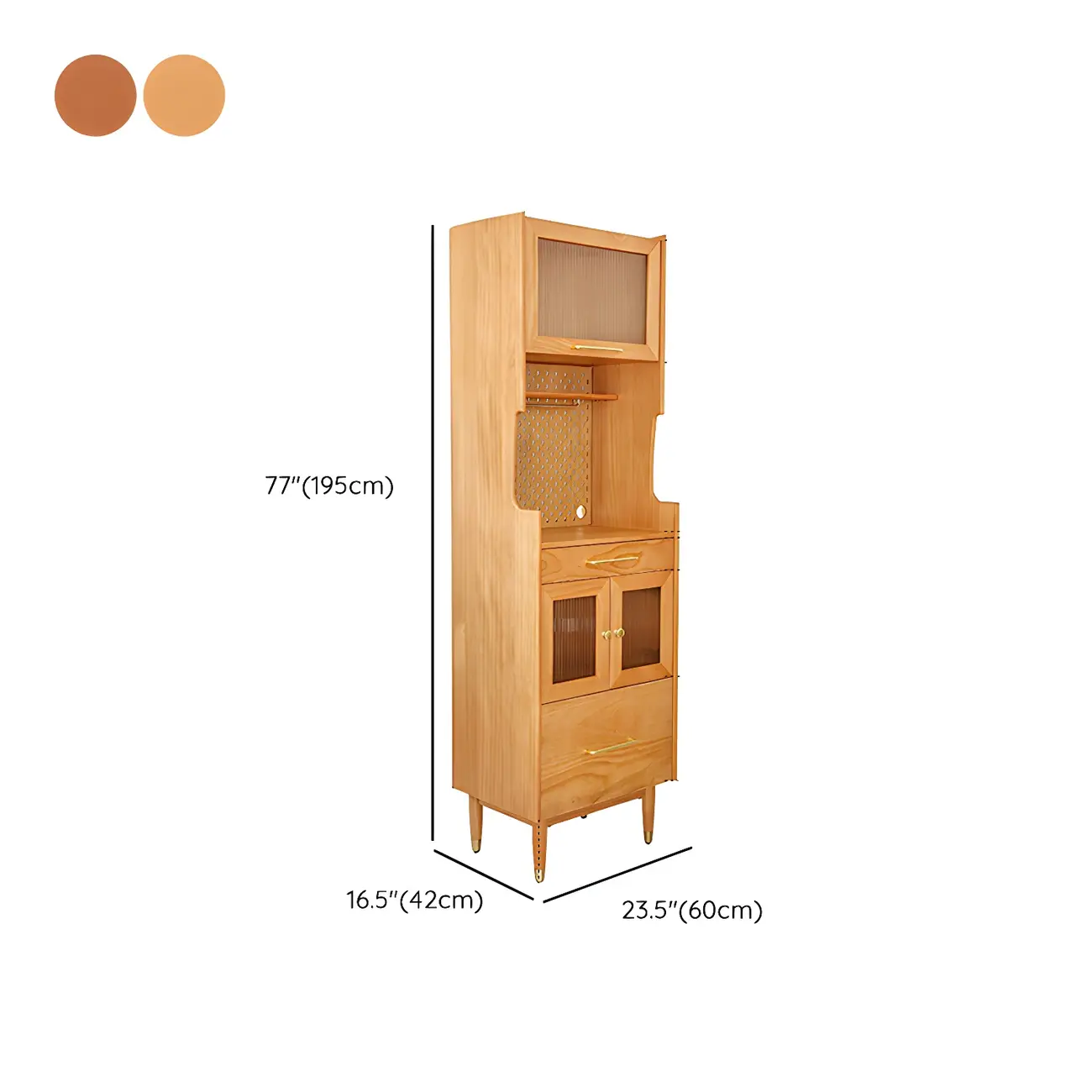 Stylish Wooden Display Cabinet with Glass Doors for Dining Room #size