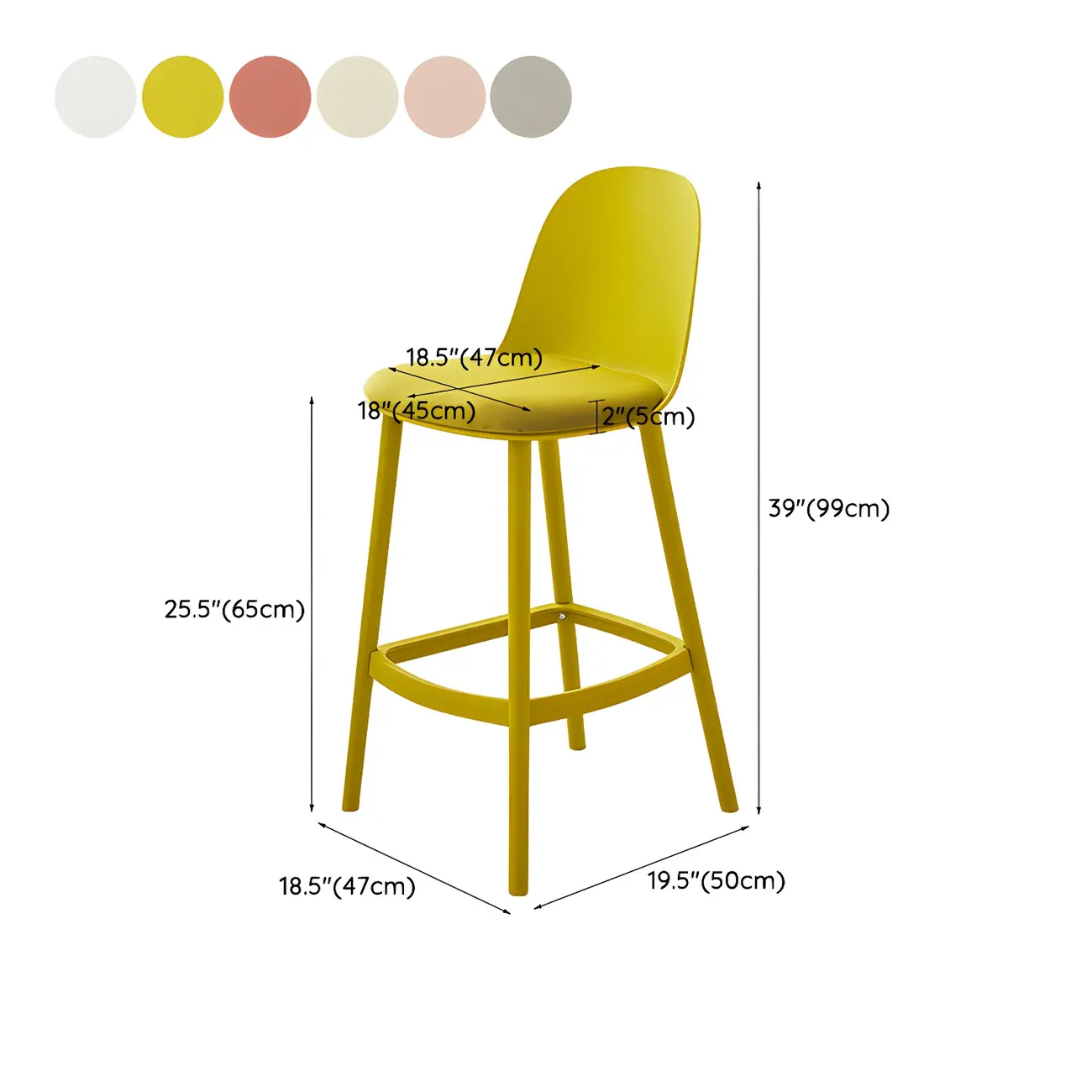 Modern Acrylic Durable Smooth Cushion High Bar Stool Image - 7