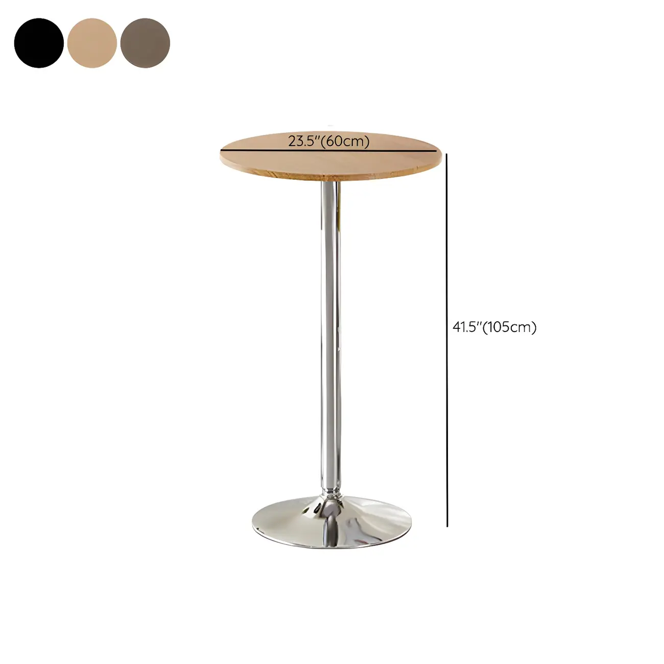 Minimalist Pedestal Wood Metal Round Bar Height Table #size