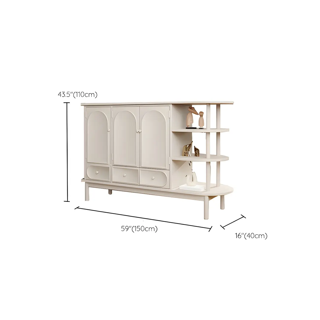 Modern White Wooden Multi-functional Utility Living Room Cabinet #size