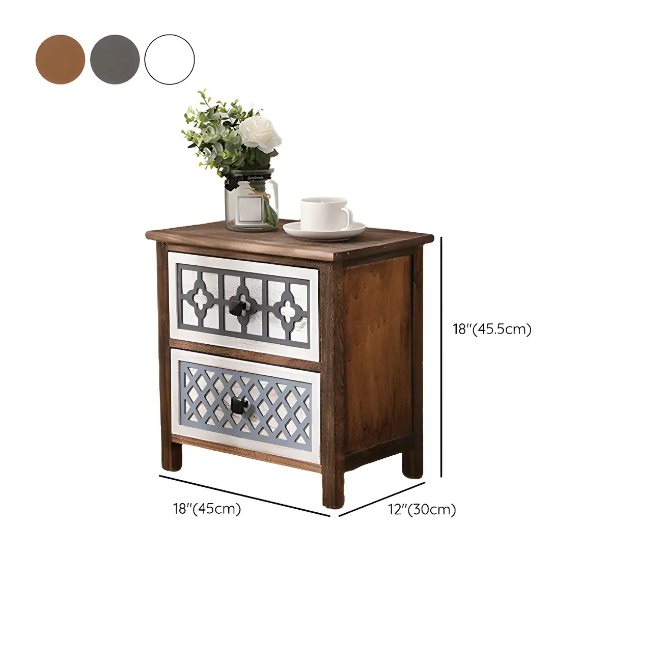 Bohemian Rustic Wood Narrow Bachelor Chest for Bedroom #size