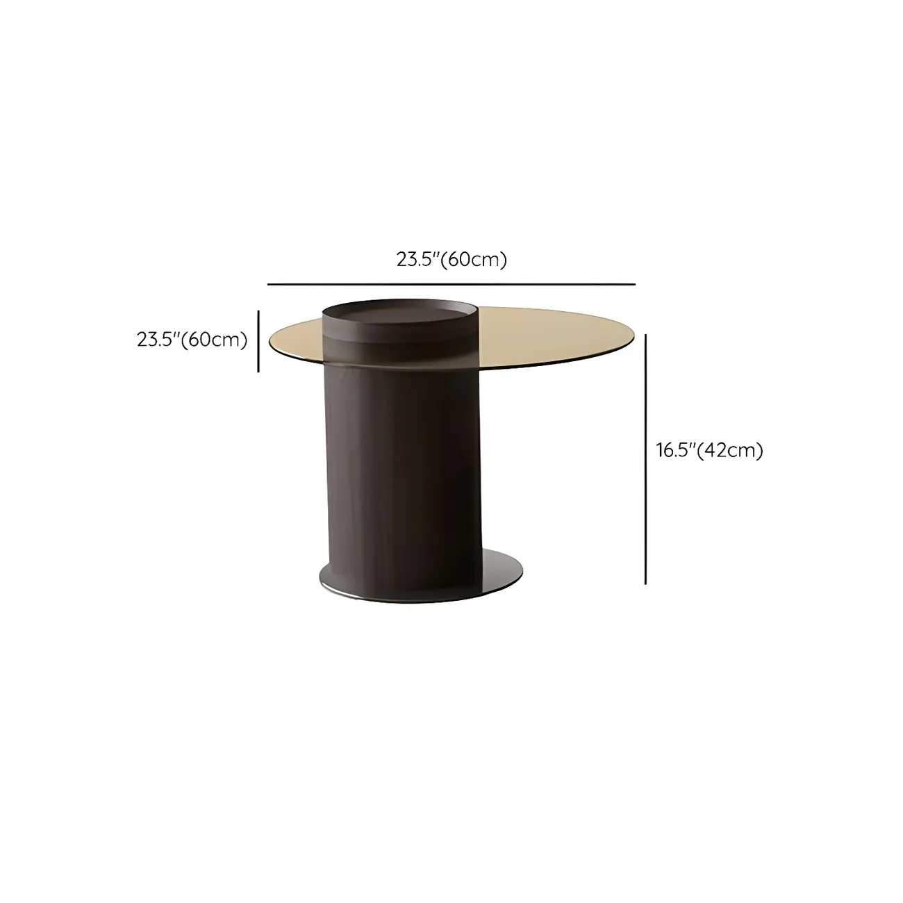 Stylish Round Brown Beige Coffee Table with Storage #size