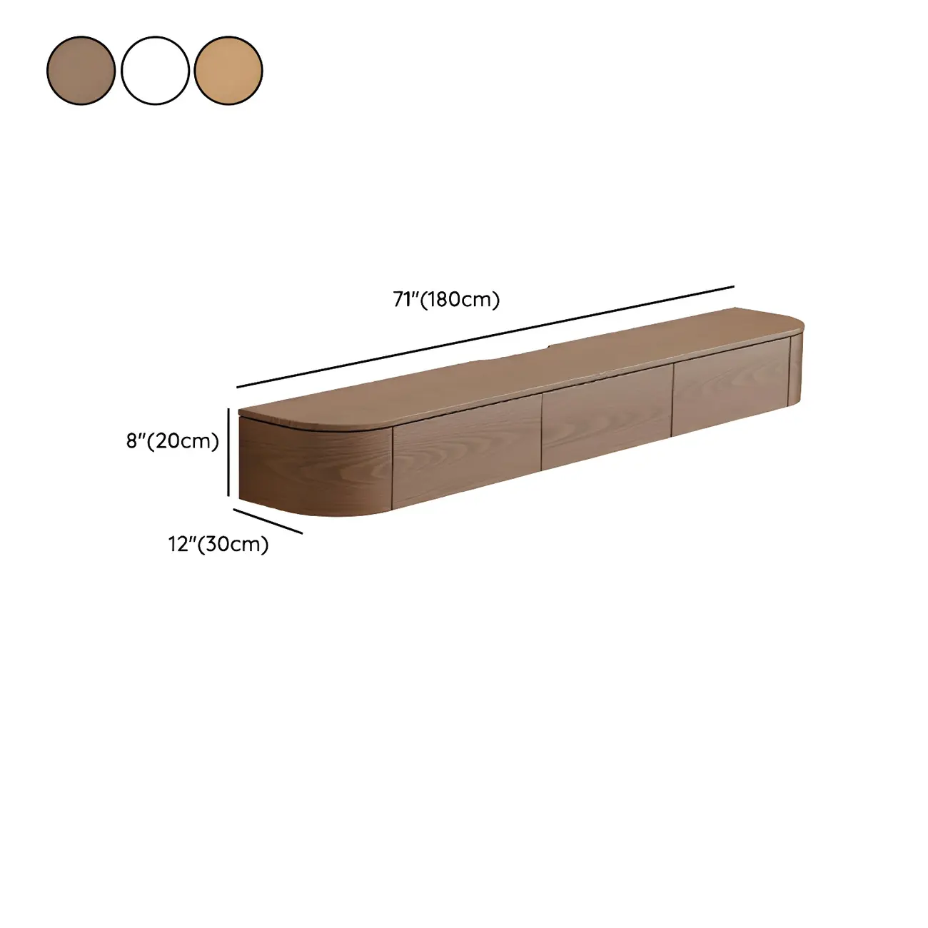 Scandinavian Wood Wall-mounted TV Stand with Lift Drawers #size