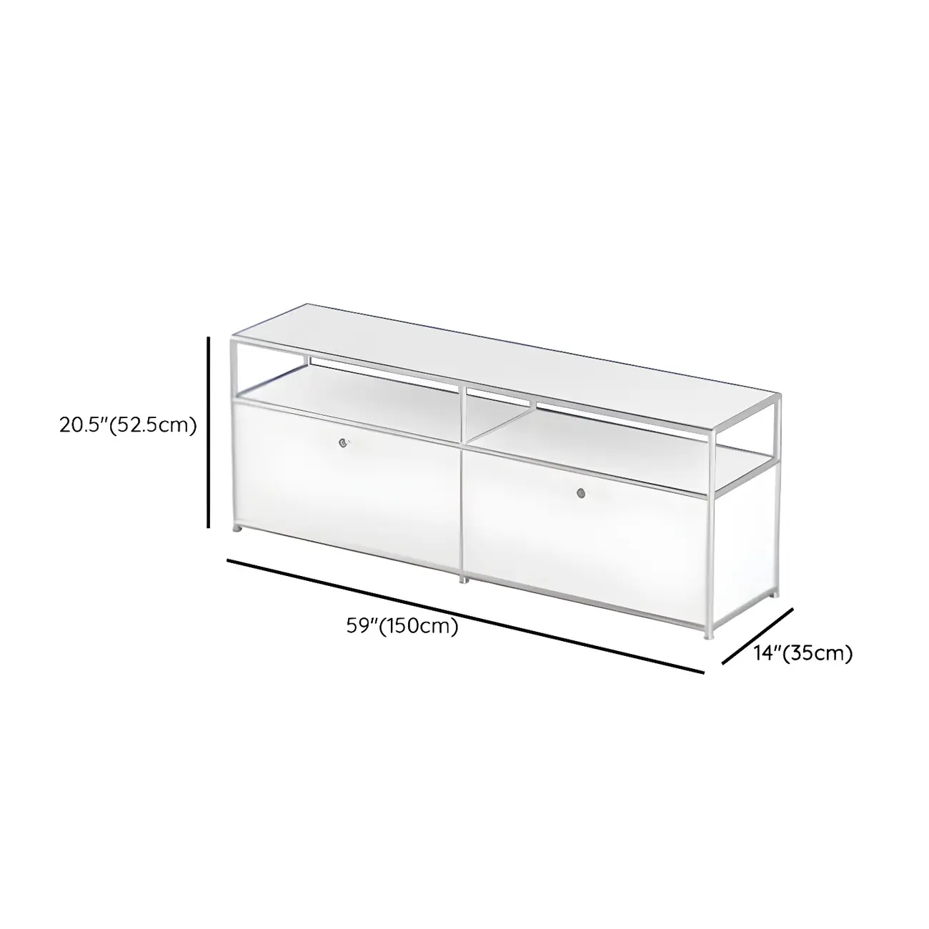 Modular Metal Frame TV Stand Entertainment Center with Storage #size