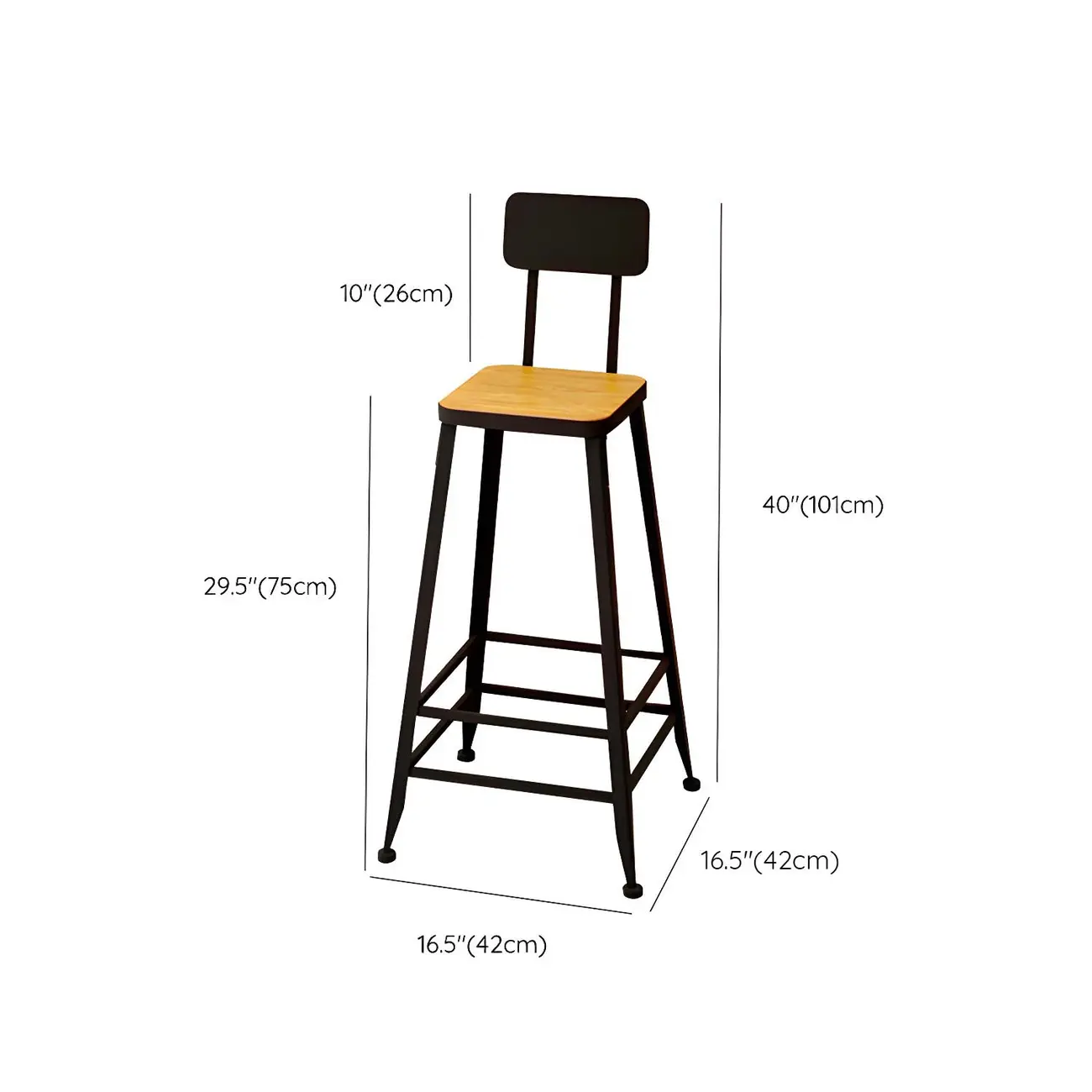 Saddle Yellow Armless Leather Metal Frame Bar Stools Image - 7
