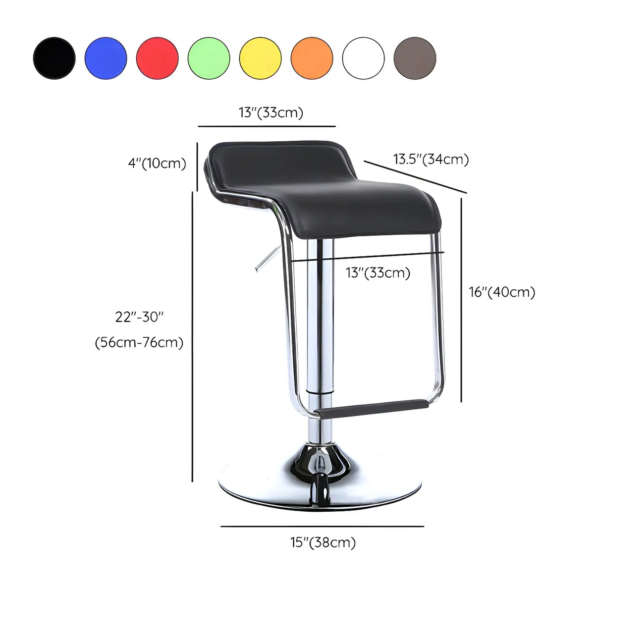 Contemporary Metal Adjustable Swivel Bar Stools for Dining Room #size