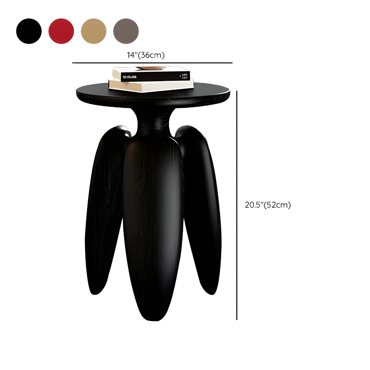 Natural Ash Wood Round Living Room Side Table Three Legs #size