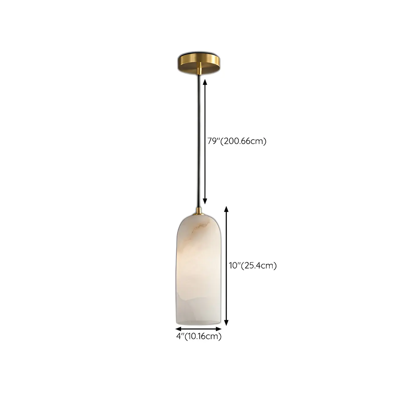 Modern Gold Bell Alabaster Adjustable Pendant Light #size