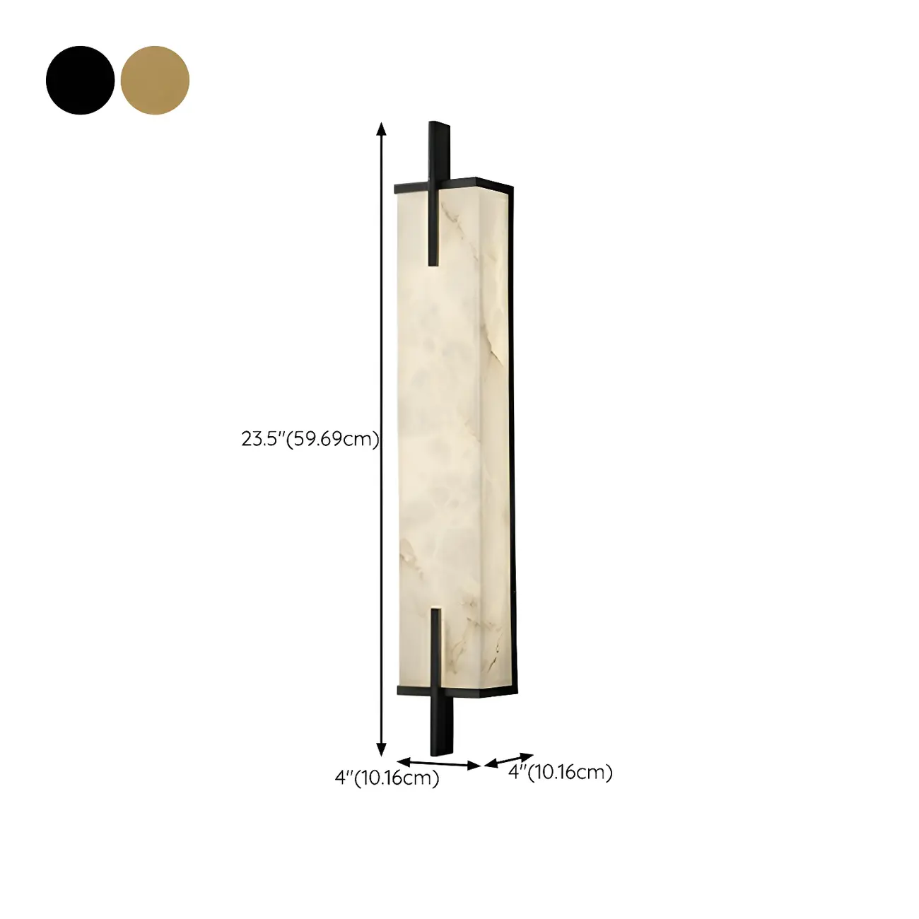 Modern Rectangle Stone Shade Metal LED Wall Sconce #size