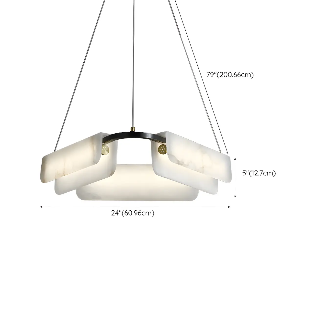 Black Living Room Circular Modern Alabaster Chandelier #size