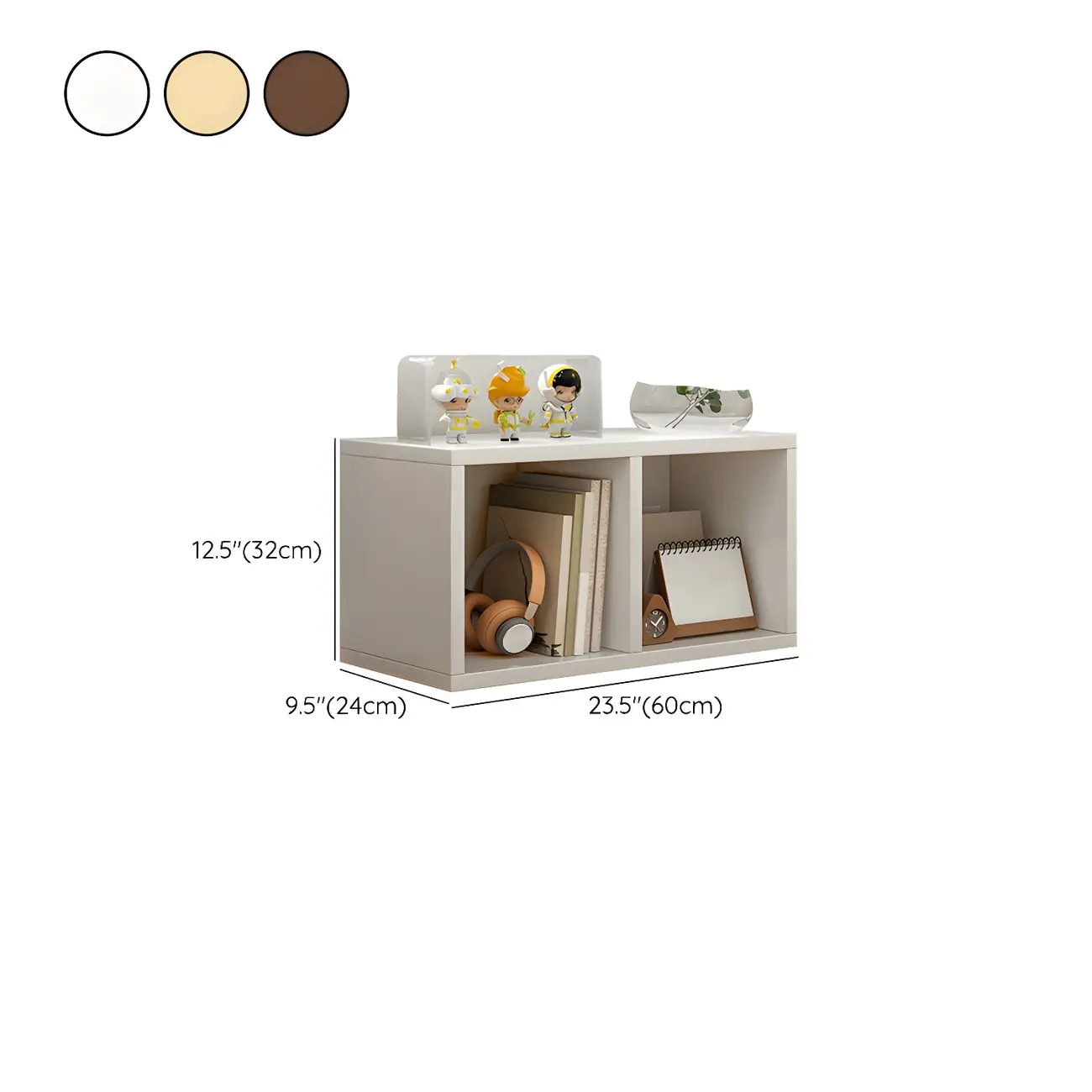 Minimalist Horizontal White Wood Open Cube Bookcase #size