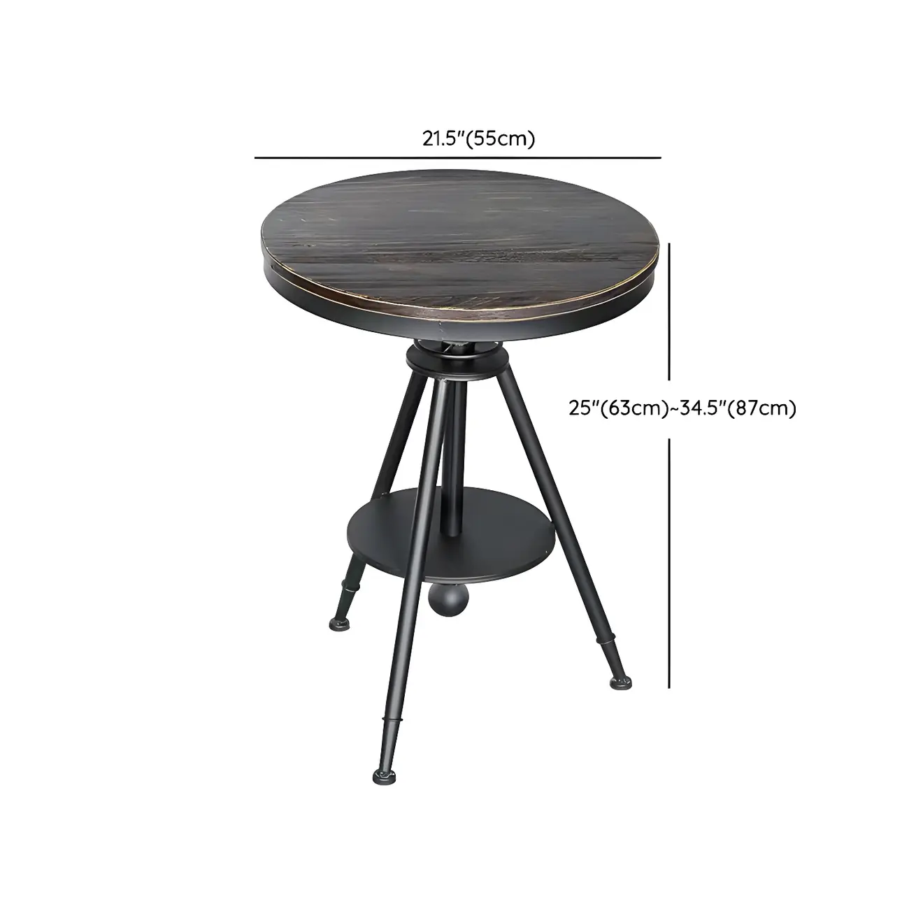 Industrial Adjustable Height Small Bar Table Wood Table Top #size