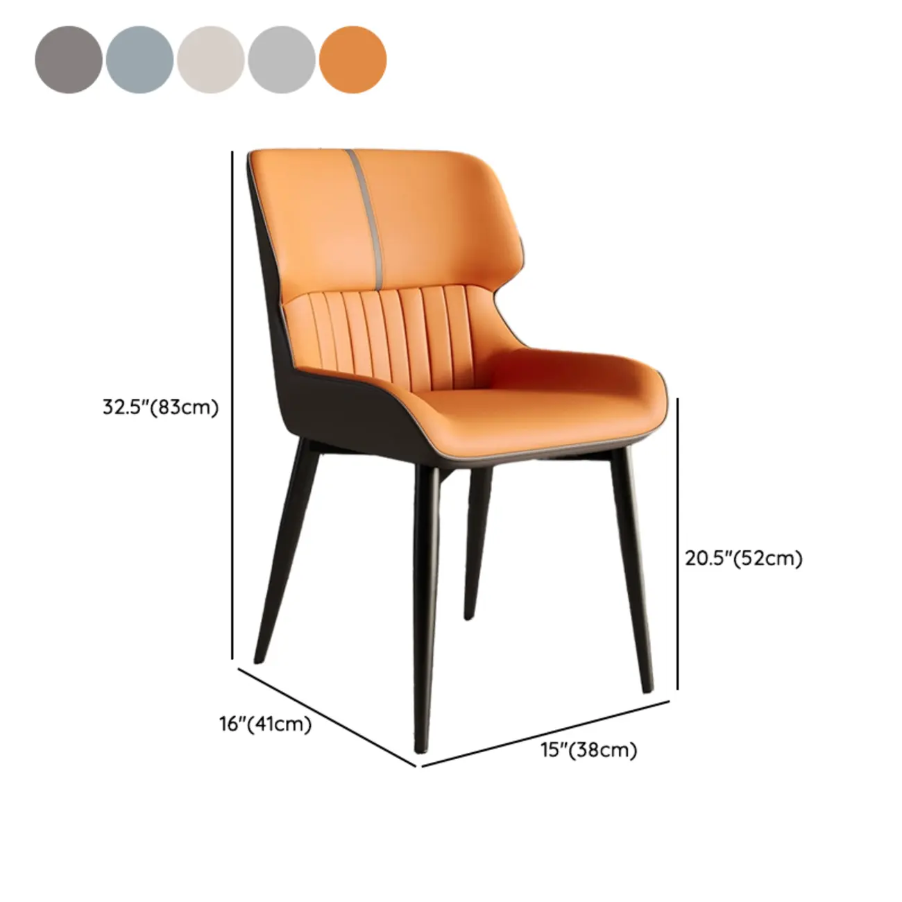 Leather Low Solid Back Armless Dining Side Chair #size