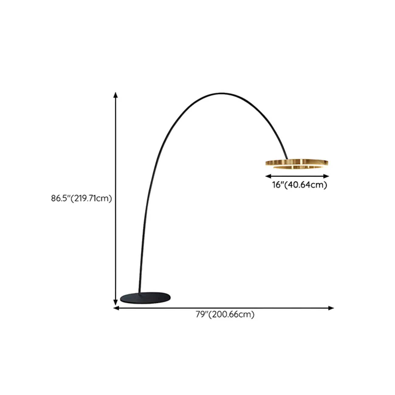 Modern Arc Floor Lamp Dimmable LED Plug-In for Living Room #size