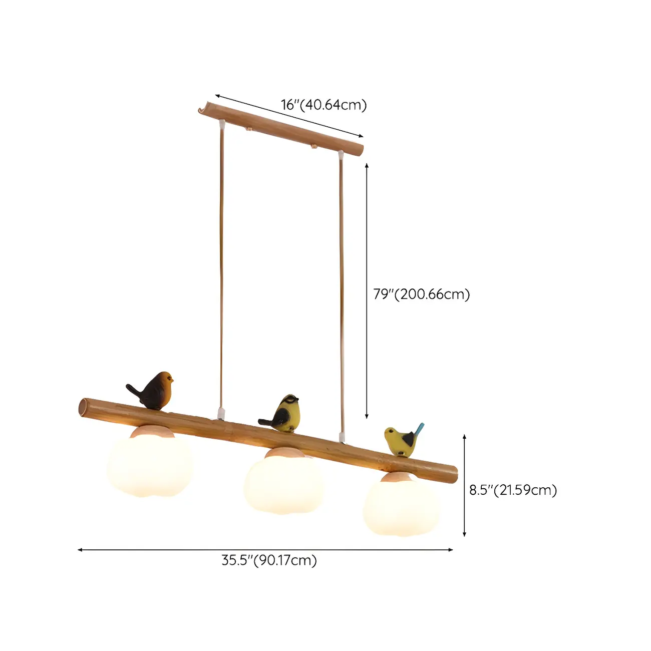 Adjustable Modern Bamboo Flower Island Pendant Light #size