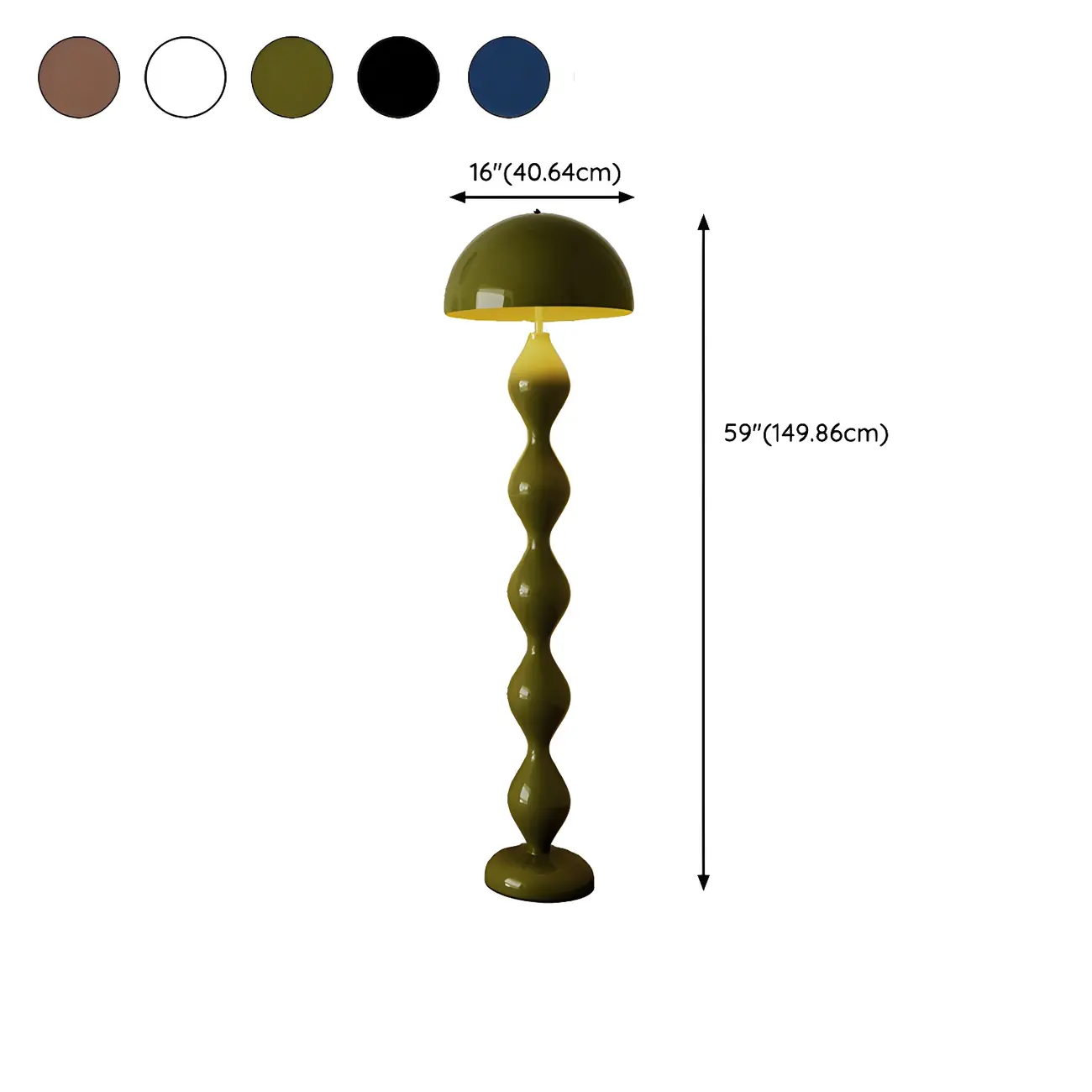 Green Mushroom Metal LED Modern Floor Lamp #size