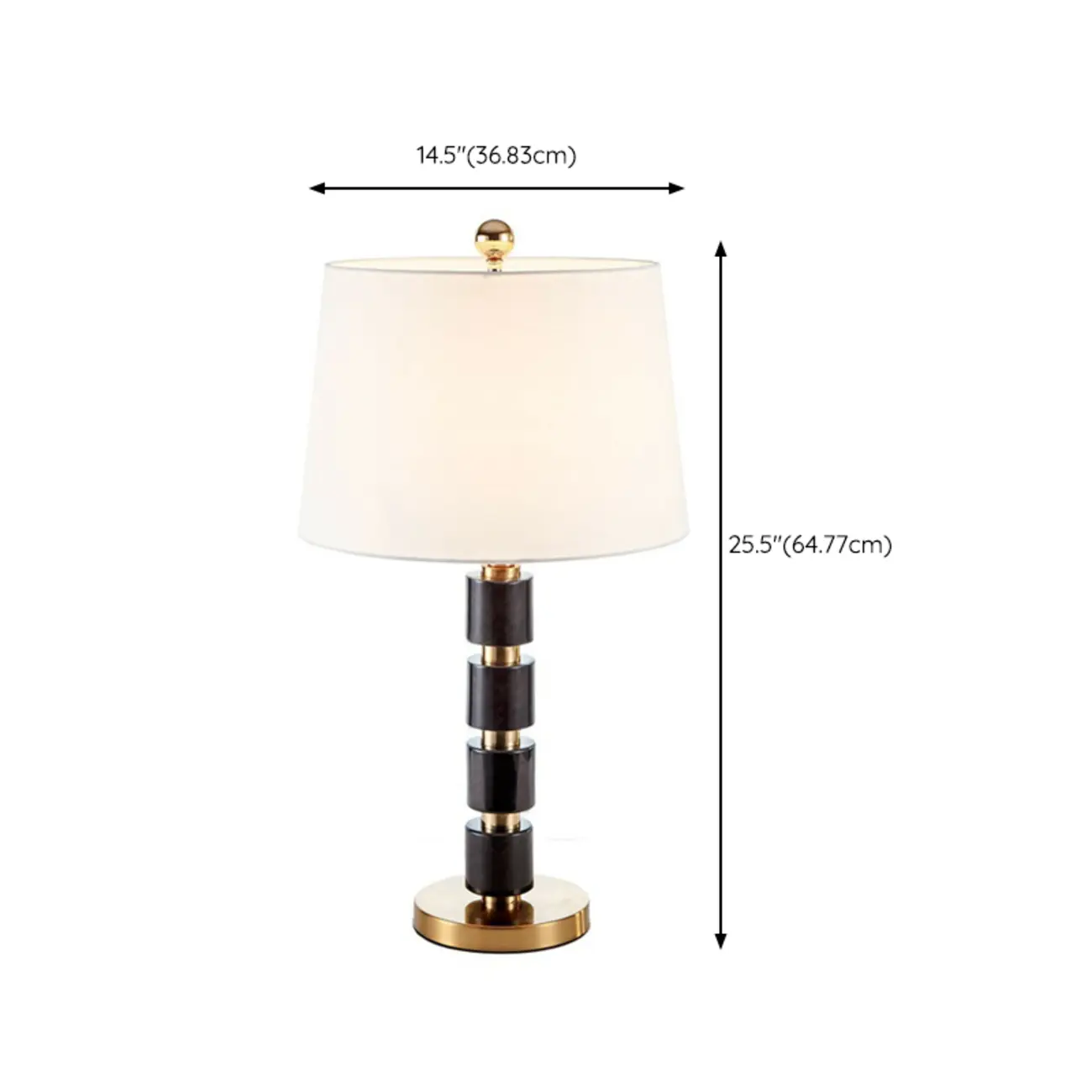 Elegant White Noble Stone Fabric Task Table Lamp #size