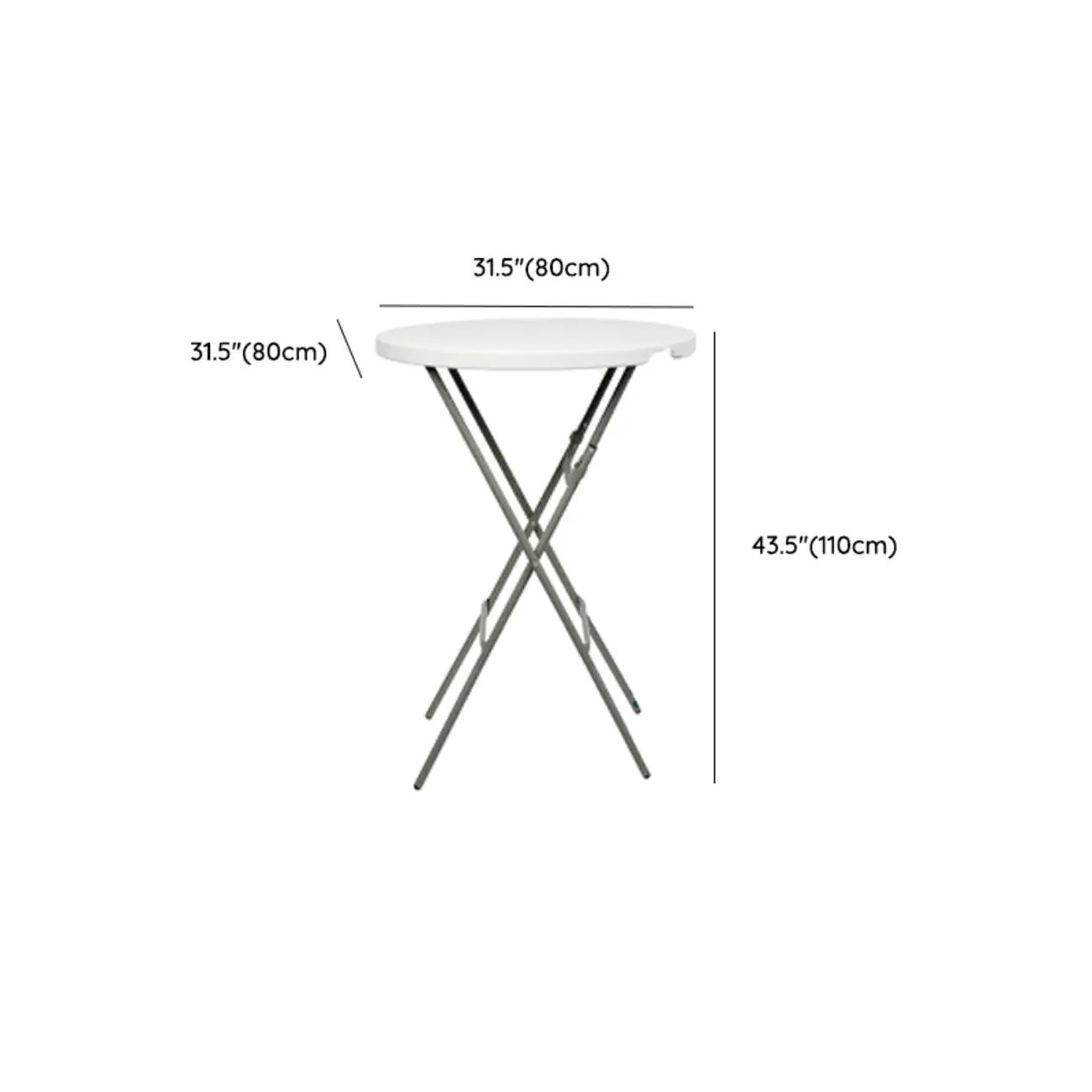 Stylish White Acrylic Top Grey Metal Leg Bar Table #size