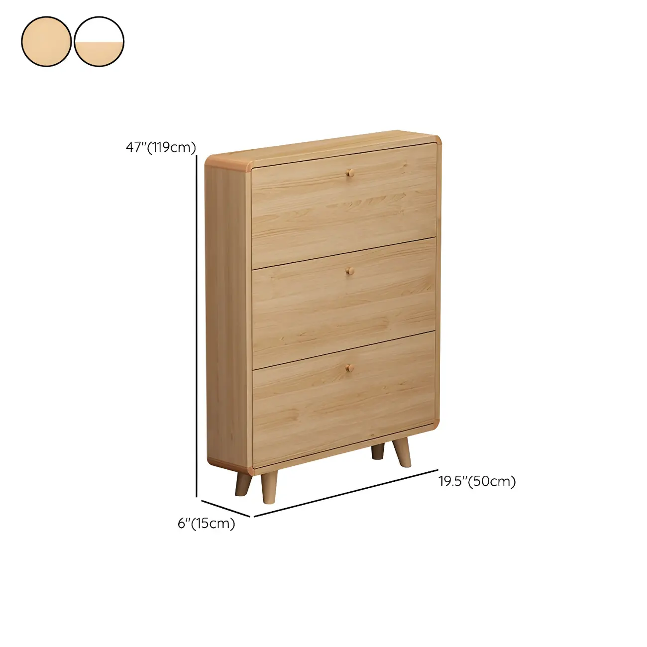 Narrow Modern Solid Wood Shoe Cabinet for Small Space #size