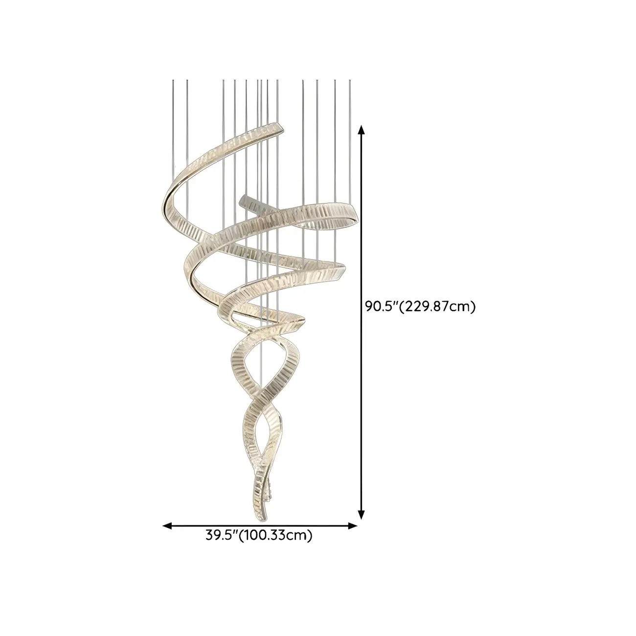 Modern Artistic Spiral Crystal Linear LED Chandelier Dimmable #size