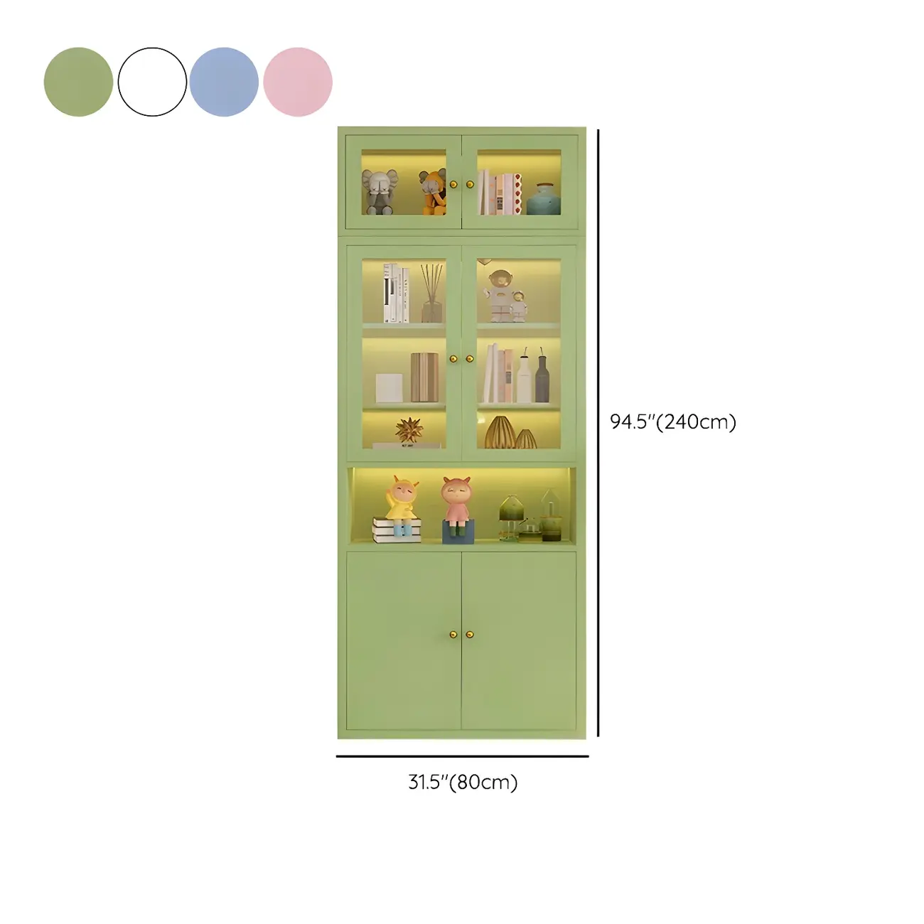 Modern White Wooden Adjustable Shelf Storage Display Cabinet #size