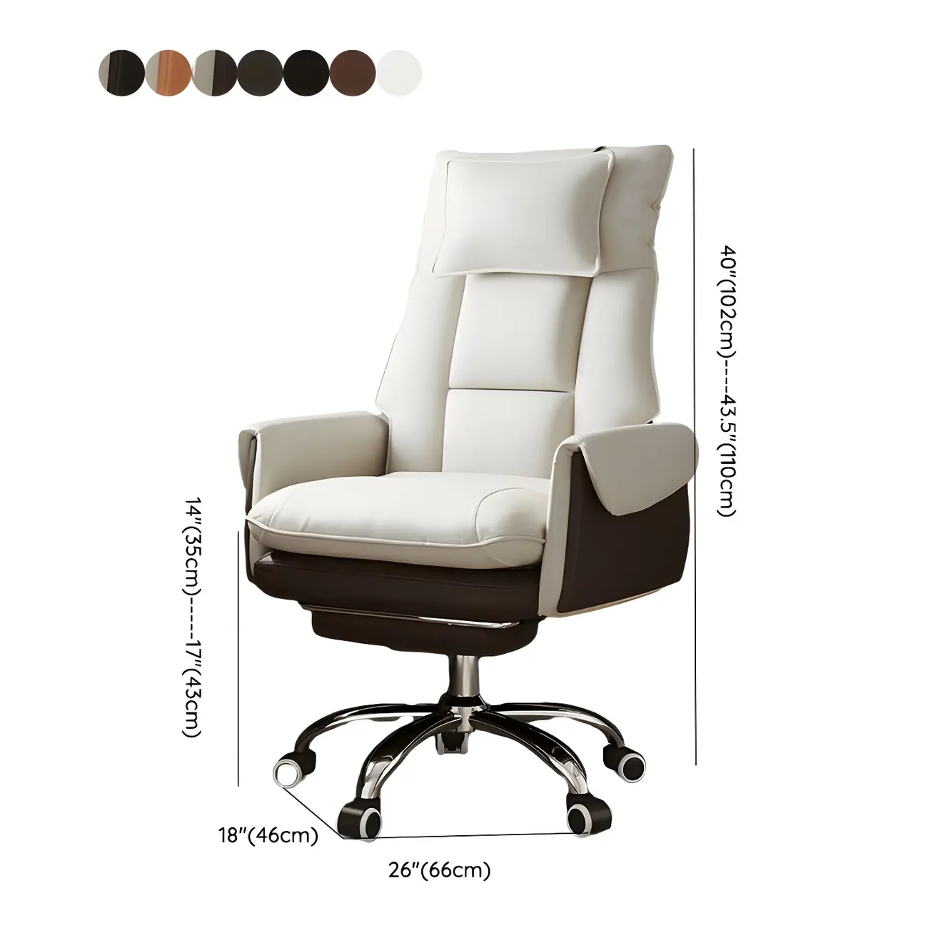 Modern High Back Ergonomic Leather Swivel Executive Office Chair #size