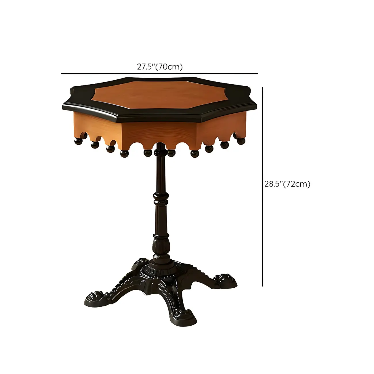 Traditional Octagon Wood Side Table with Pedestal Base for Home #size
