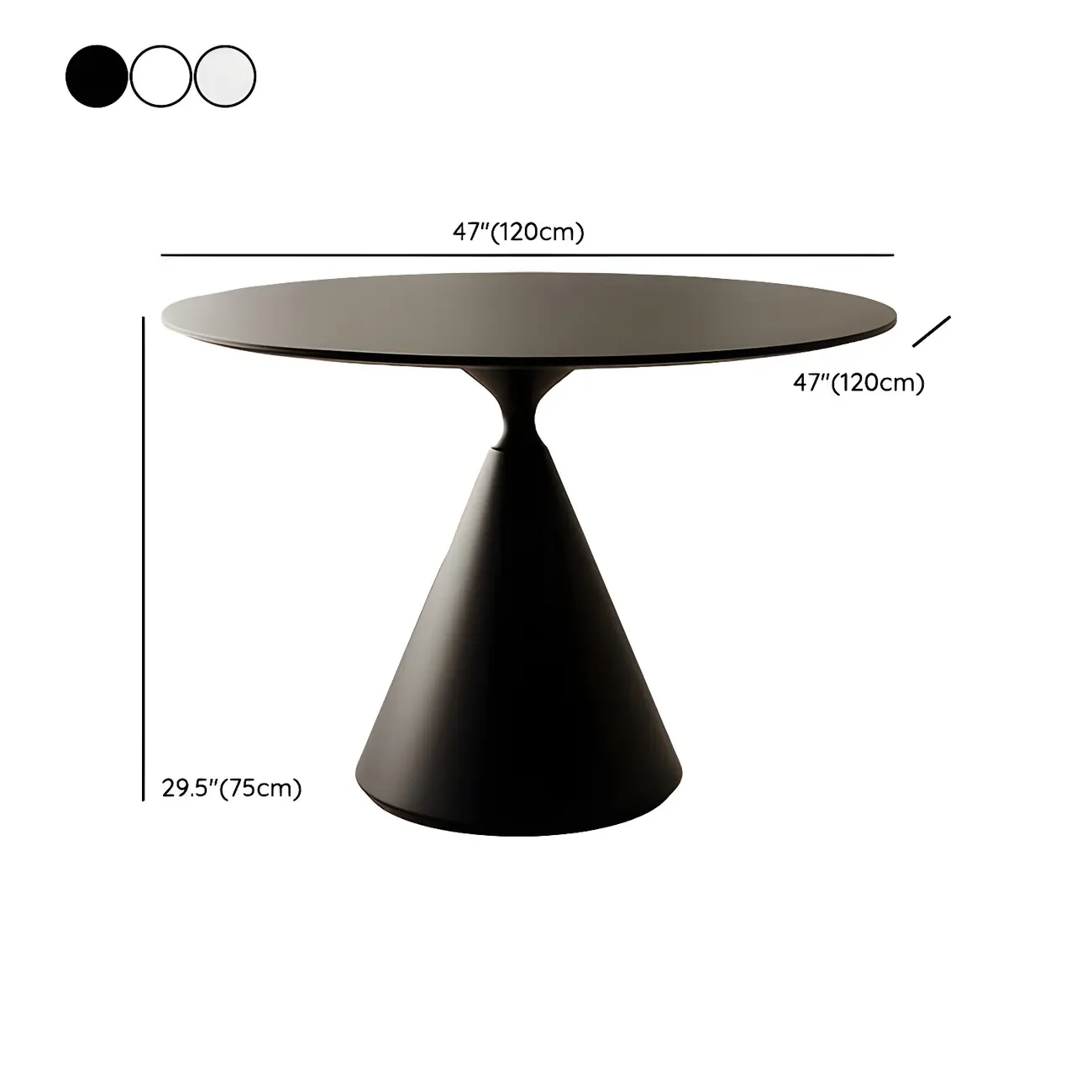 Round Stone Top Dining Table with Metal Base for Small Space Image - 17
