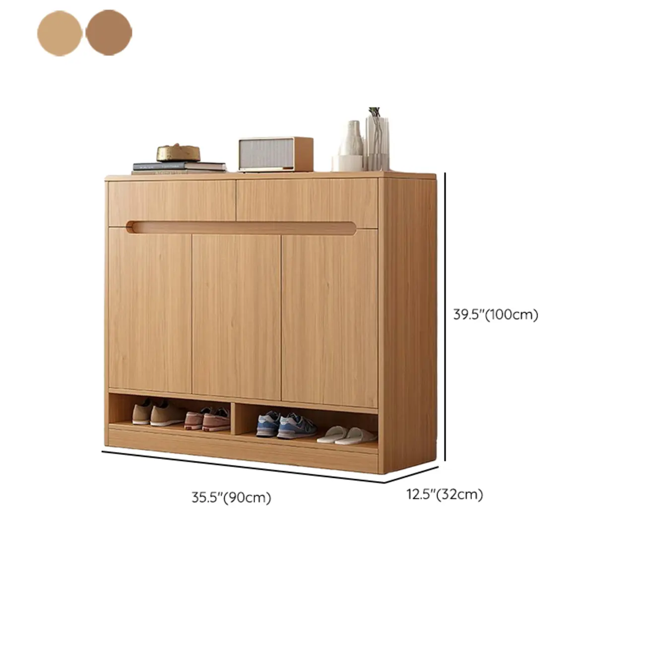 Entryway Adjustable Wooden Shoe Storage Cabinet with Doors #size