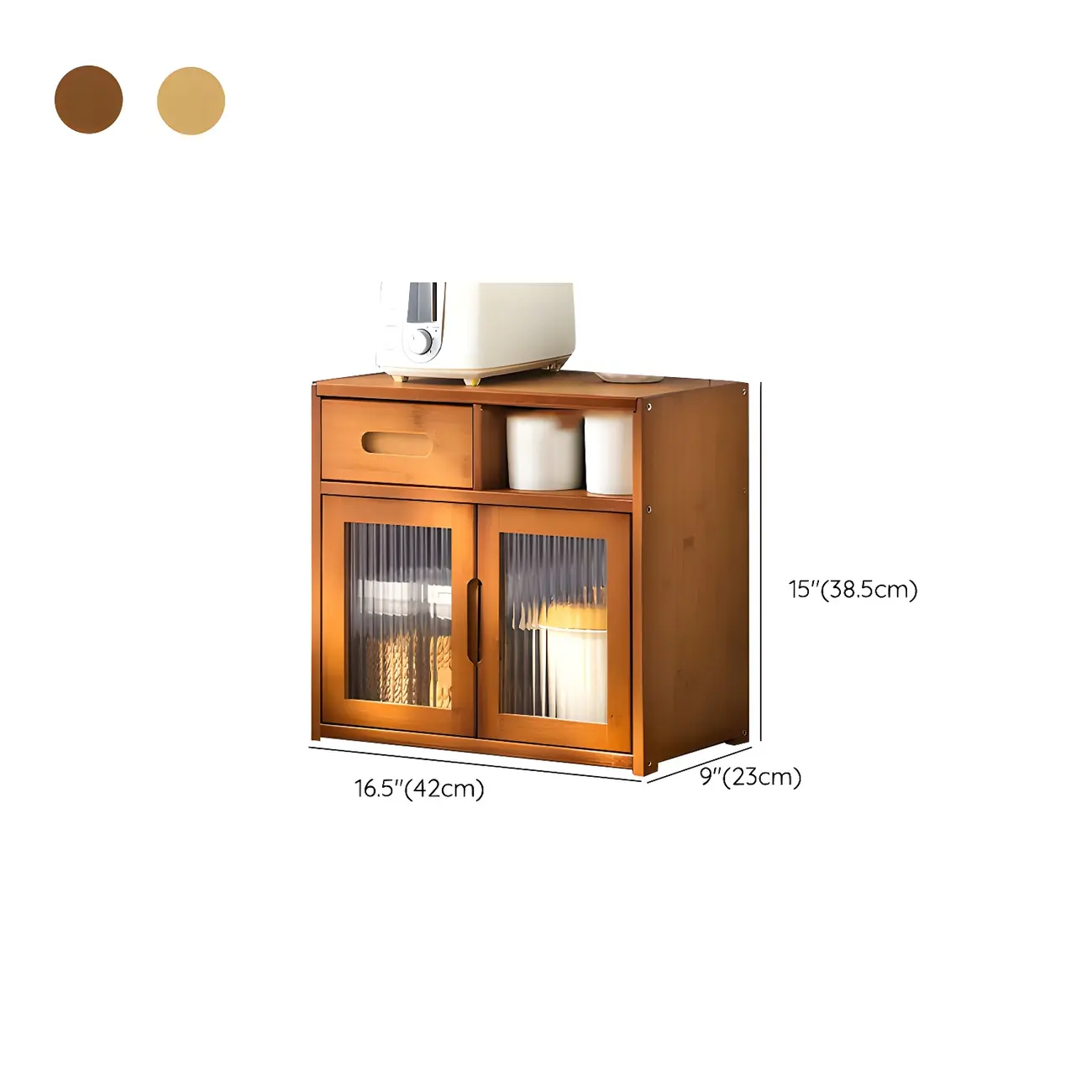 Modern Bamboo Display Cabinet with Acrylic Doors #size