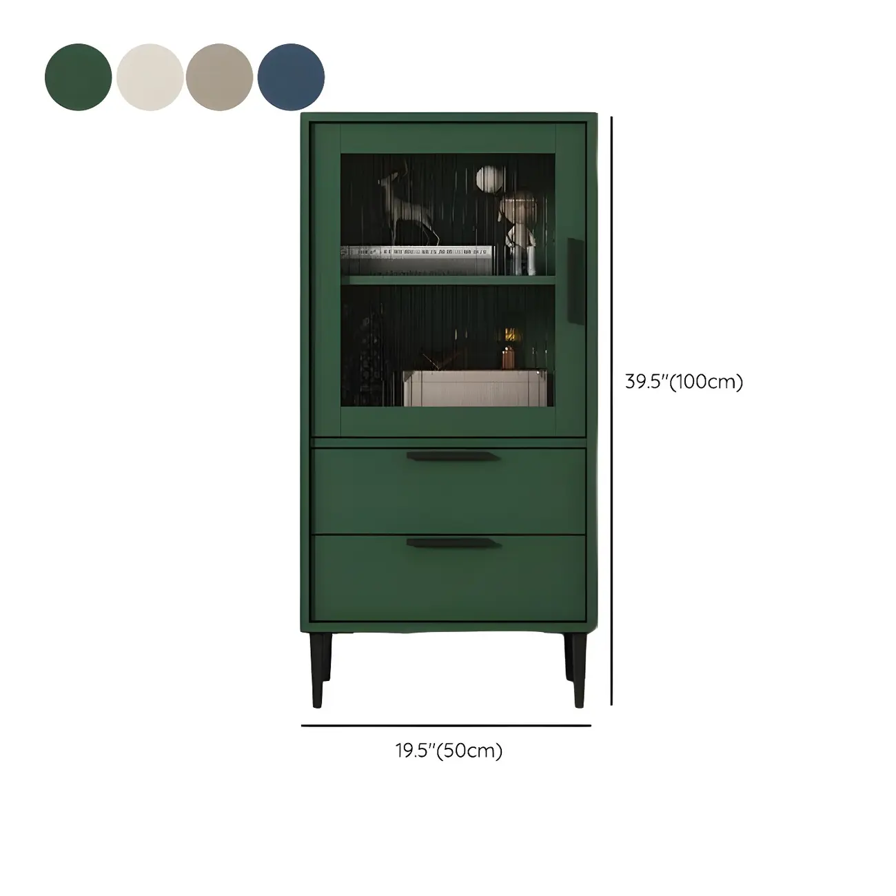 Modern Stylish Cream White Wood Glass Storage Cabinet #size